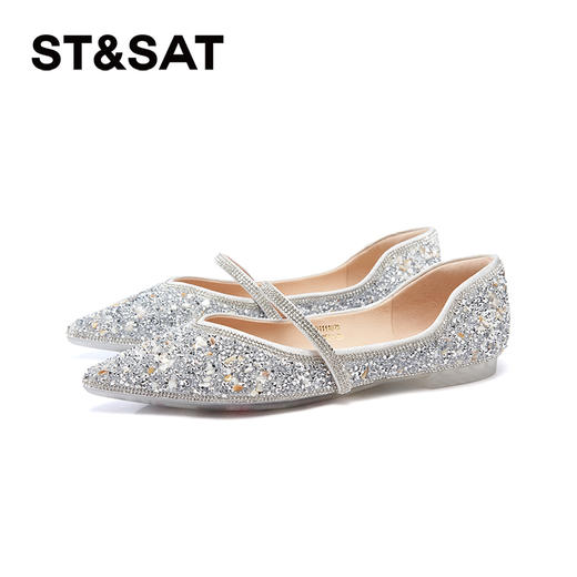 星期六精致千金风闪耀尖头平底单鞋SSD1111073 商品图10