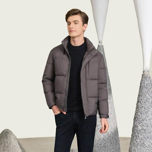 半身缘男装  冬季羽绒服短款立领简洁轻盈又保暖254212M01712955 商品图1