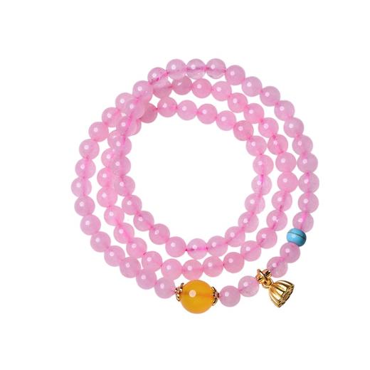 珩钻 天然芙蓉石粉晶莲蓬多圈手串6mm  天然粉水晶手链粉色芙蓉石玛瑙石转运珠新中式手链带证书 商品图7