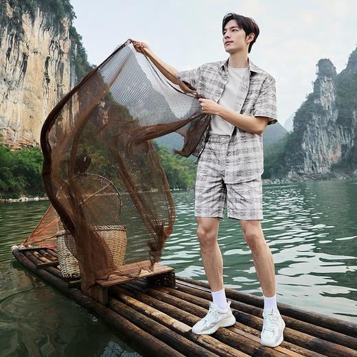 柒牌男装格纹提花短袖衬衫男2025夏季新款时尚潮流中青年休闲衬衣128A71770 商品图3