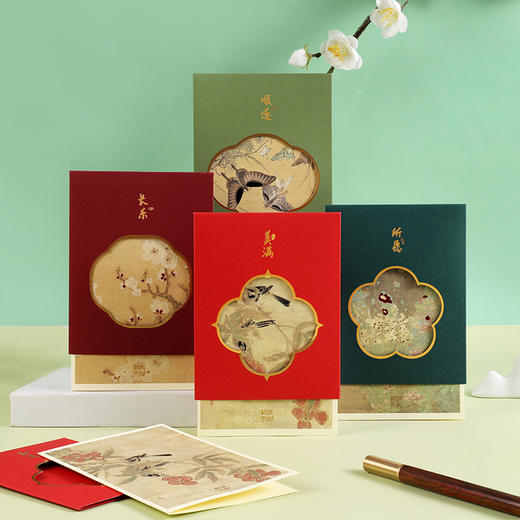 花窗藏喜贺卡：顺遂+长乐+美满+所愿—中国美术学院文创＆一艺之间居家好物送礼佳品 商品图0