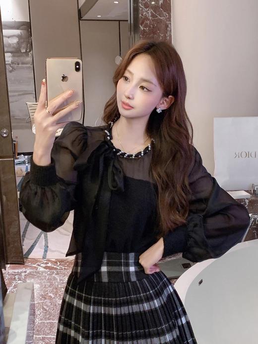 张心子【布拉格少女】校园风减龄格子百褶裙半身裙 U2411107 商品图6