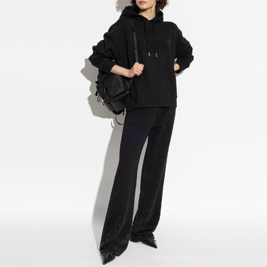 DSQUARED2 女士亮面字母徽标棉质连帽卫衣 黑色 S72GU0463 S25516 900 商品图3