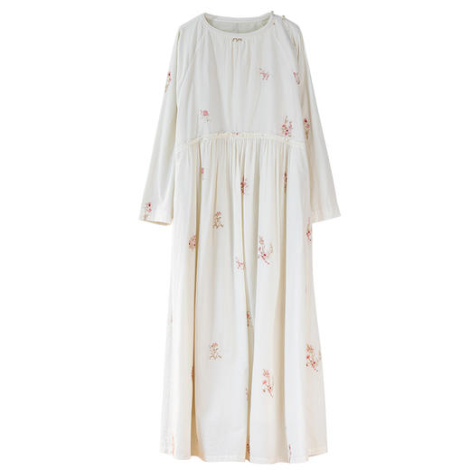 牧衣游原创 匹马棉绢丝混纺连衣裙新款轻薄素雅清新文艺长裙 木绵 商品图4