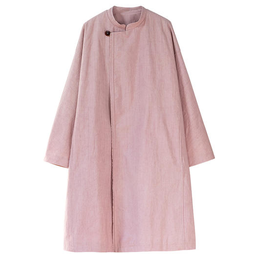 牧衣游原创 棉质净色风衣女新款减龄粉色文艺宽松外套中长款 浅舟 商品图4