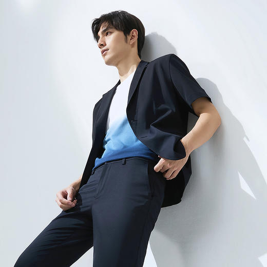 【谢震业同款】柒牌短袖西服男套装2025夏季新款时尚青年休闲西装两件套128C70200 商品图1