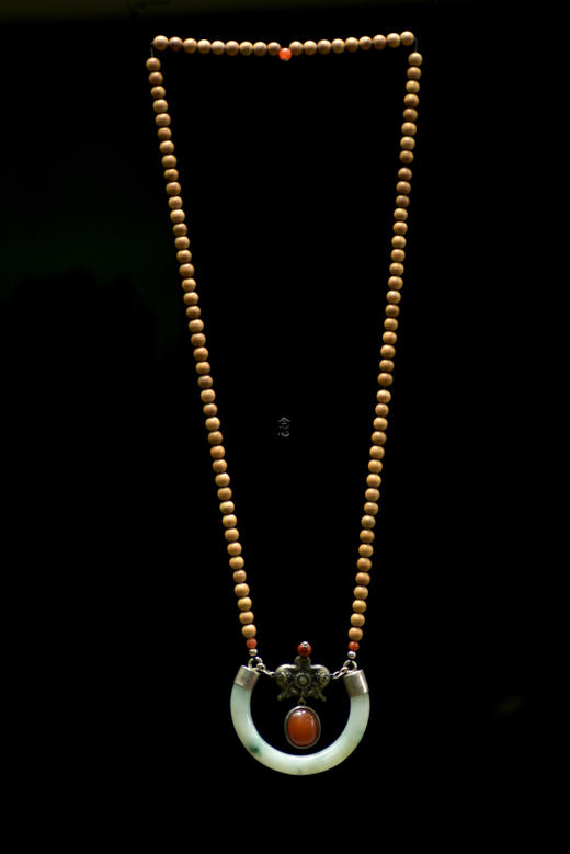 翡翠项链老银老南红老山檀 商品图0