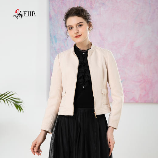 司歌修身短外套秋冬女弹力拉链B901242X 商品图4