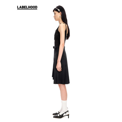 【SHUSHUTONG】蕾虎立体蝴蝶结高腰法式百褶开衩A字半裙 商品图1