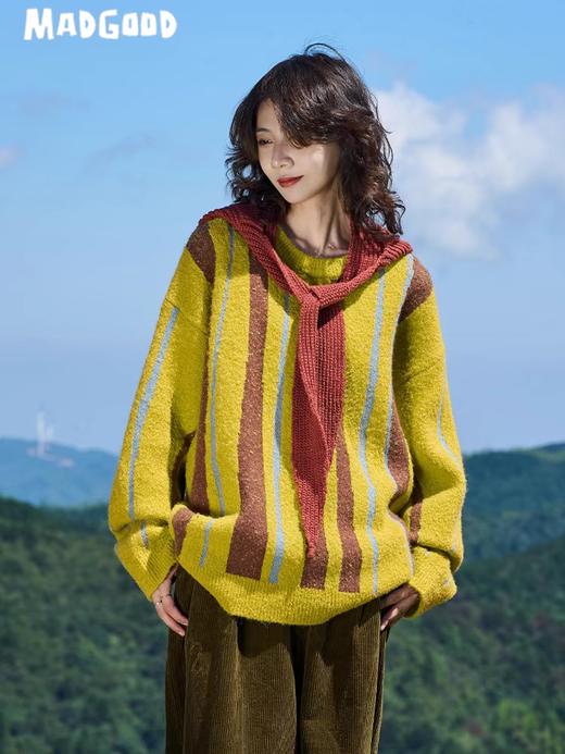 马得工地/ MDGDMY244272/不规则条纹圆领毛衣 商品图2