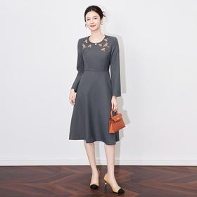 【高货wl】全新升级【铂金会员330/天猫439/差价109】(11636) 洛诗琳2025春季新款高级感轻奢精致亮丝钉钻收腰连衣裙