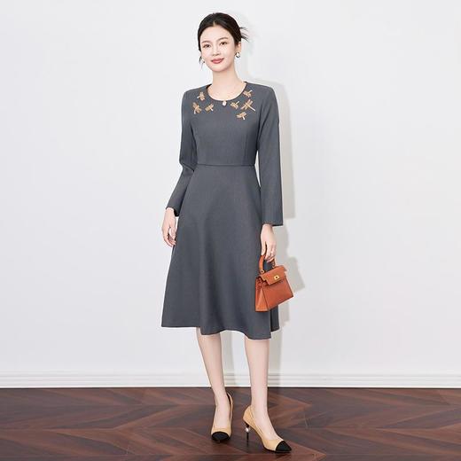 【高货wl】全新升级【铂金会员330/天猫439/差价109】(11636) 洛诗琳2025春季新款高级感轻奢精致亮丝钉钻收腰连衣裙 商品图0