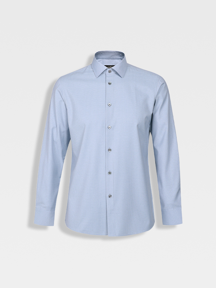 callisto高阶商务系列蓝色弹力聚酯纤维混纺长袖衬衫