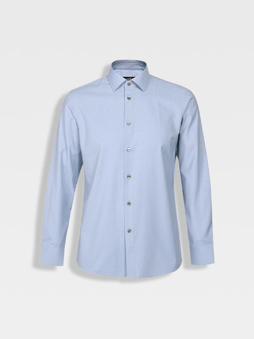 callisto高阶商务系列蓝色弹力聚酯纤维混纺长袖衬衫 商品图0