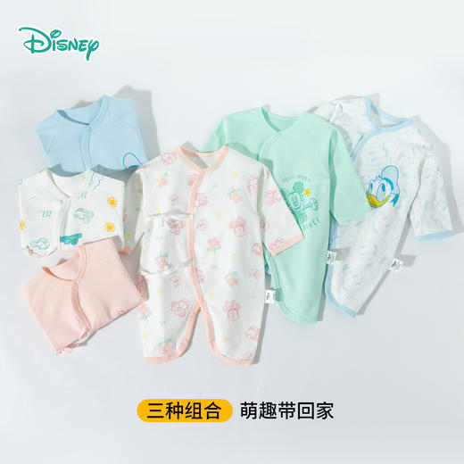 迪士尼宝宝新生儿2025春季卡通侧开连体衣（2件装）ZD1EL004 商品图1