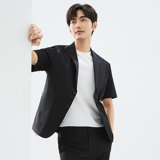 柒牌短袖西服男套装2025夏季新品时尚青年休闲百搭男士西装两件套128C70210 商品图1