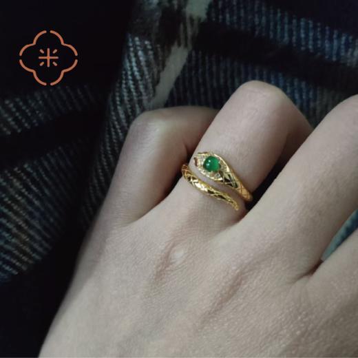 S925银天然危地马拉翡翠灵蛇戒指 新年转运戒指 商品图0