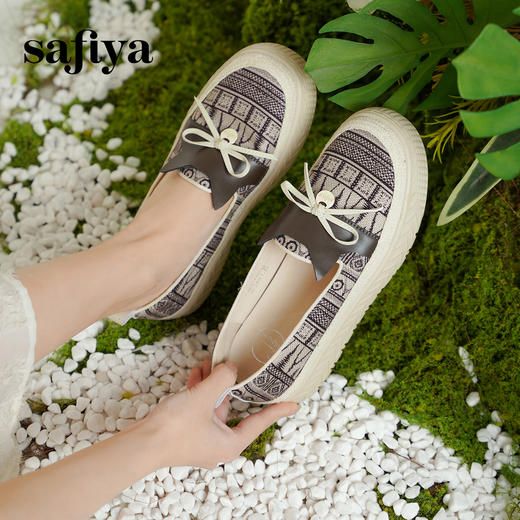 Safiya/索菲娅2025春新款猫咪复古百搭厚底懒人休闲渔夫鞋 SFD1112243 商品图0