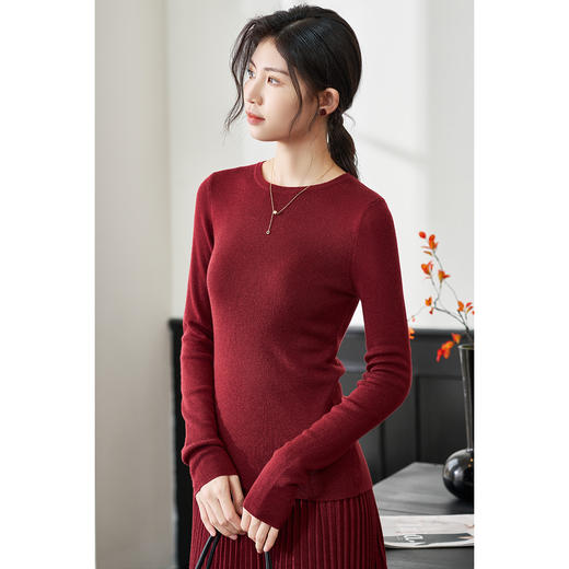 剩L 【新年红色】2026春节新款红色含羊毛针织衫百搭显瘦上衣4406 商品图1
