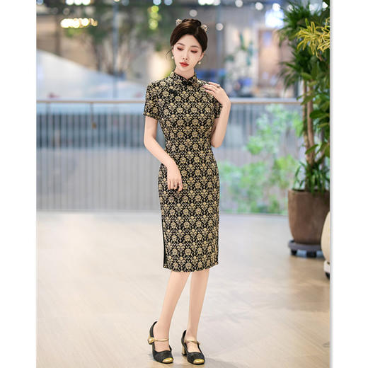 GX复古中国风大码婚宴旗袍2025春夏新款高考妈妈红色旗袍 商品图3