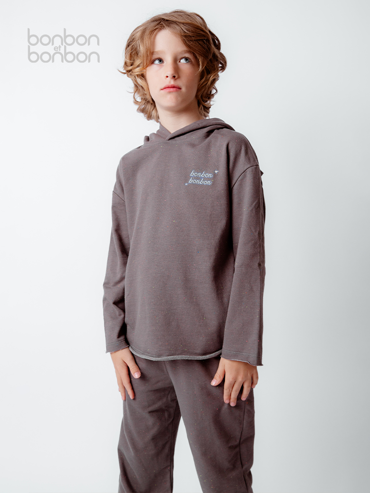 趣味彩点logo连帽卫衣套装