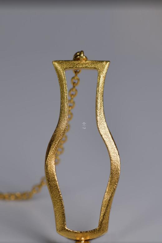 和田碧玉葫芦花瓶银鎏金长项链 商品图4