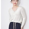 【高货wl】全新升级【铂金会员165/天猫219/差价54】(11430) 洛诗琳春秋法式高级感蕾丝花边拼接V领软糯羊毛针织上衣 商品缩略图4