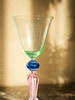 独角鹿西洋古董 20世纪意大利威尼斯穆拉诺水晶工坊出品螺旋纹蓝色及粉色杯柄修饰绿色杯身玻璃高脚杯 商品缩略图1
