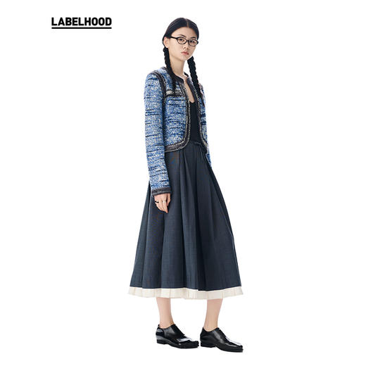 【SWAYING x LABELHOOD】蕾虎联名款钩针拼接条纹夹克女 商品图1