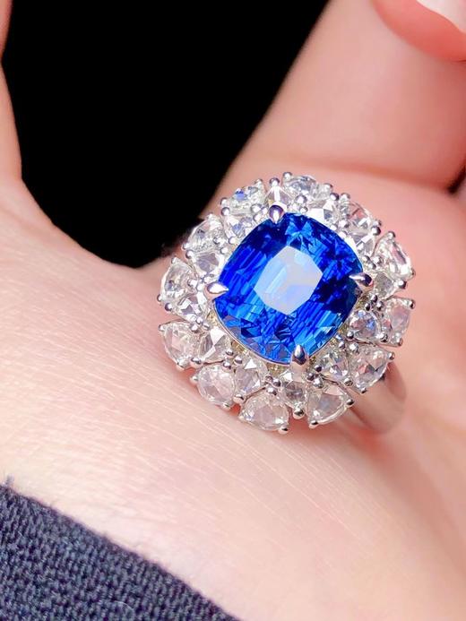 4.13ct刻面蓝宝石戒指 商品图0