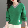 CC-103-A988V领短款毛衣女士2025春秋季新款小个子洋气拼色针织打底衫上衣服 商品缩略图2