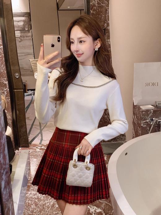 张心子【布拉格少女】校园风减龄格子百褶裙半身裙 U2411107 商品图2