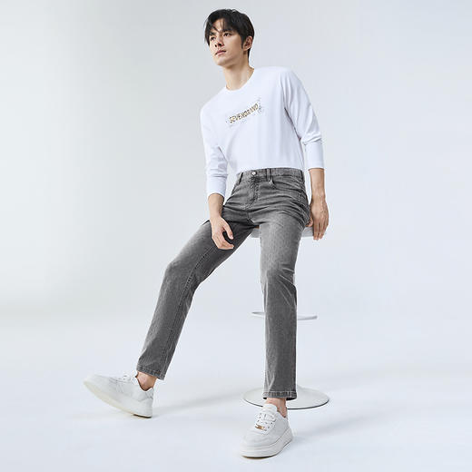 【莱卡】柒牌直筒牛仔裤男2025春季新款时尚潮流百搭男士牛仔长裤128H70850 商品图3