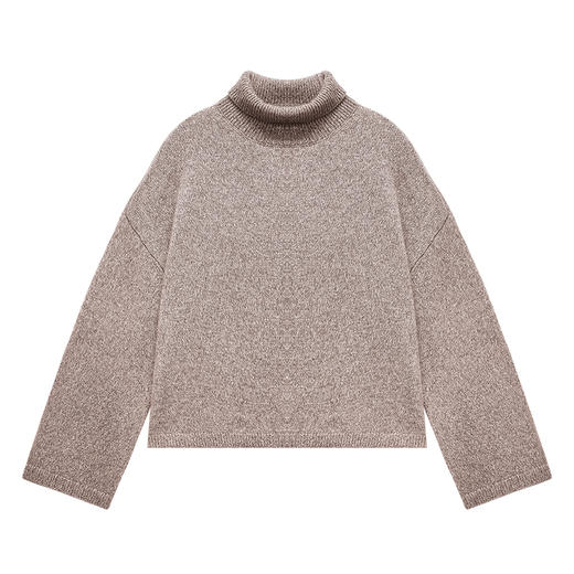 高领宽松短款套头羊绒衫 商品图1