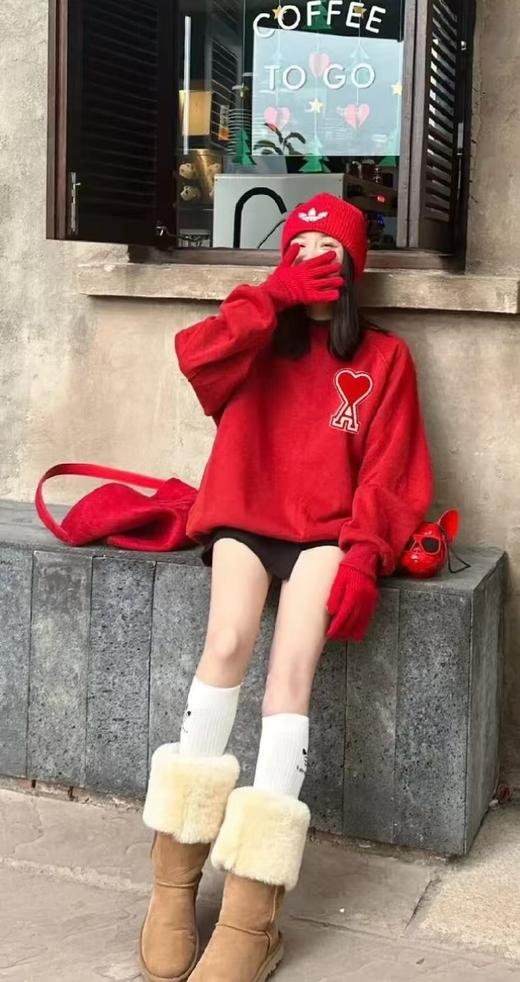 𝐀𝐦𝐢红色专属新年红卫衣 商品图7