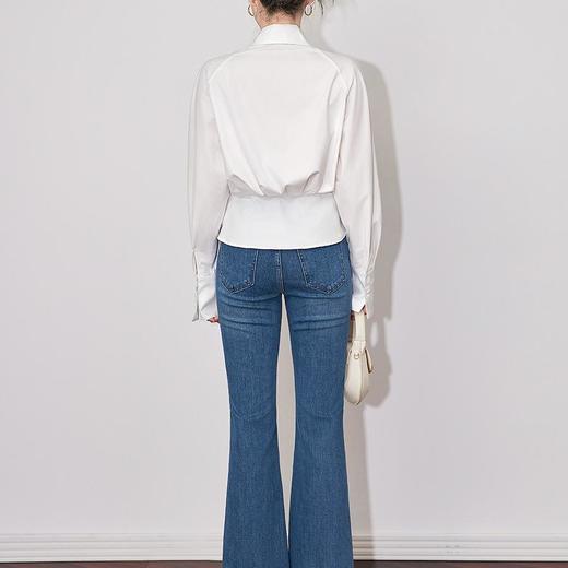 【高货wl】全新升级【铂金会员220/天猫289/差价69】(11214) 洛诗琳高级感简约翻领衬衫2025春季连肩袖收腰显瘦上衣女 商品图2