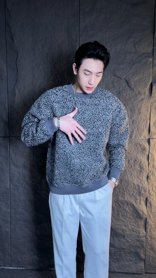 WY79扎染提花圆领保暖秋季毛圈卫衣长袖时尚户外宽松男女同款灰色 商品图0