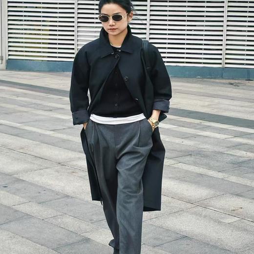 顺丰包邮65123洛诗琳显瘦时髦老钱感褶裥西装裤813 商品图1