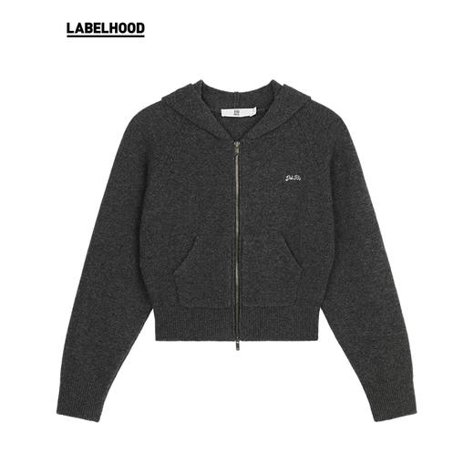 【对倒×LABELHOOD】联名款简约深灰色羊毛拉链卫衣 商品图4