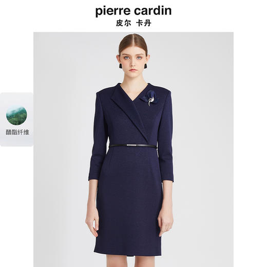 皮尔卡丹女装连衣裙轻商务修身秋季通勤收腰连衣裙P2313E2915N0 商品图0