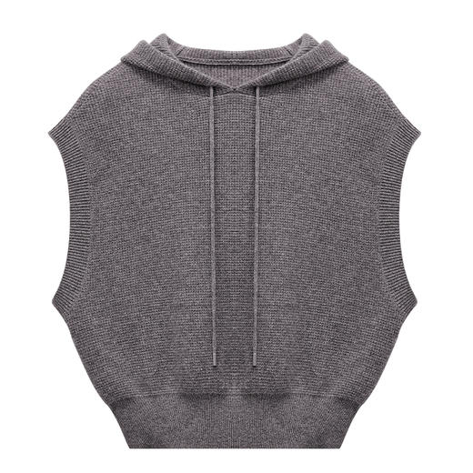 100%山羊绒无袖连帽套头背心 商品图4