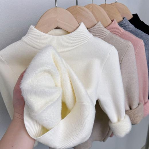 【年终特价99元/2件】【A类品质，加绒加厚】冬季儿童一体绒半高领毛衣 男童女童加厚针织毛衣 商品图1