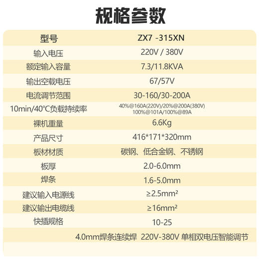上海沪工ZX7-315XN电焊机4.0焊条长焊 工业级双电压220v 380v两用手提式焊机 商品图1