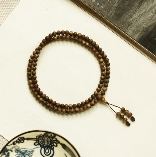 【青山特惠】 6mm108颗 绿棋楠沉香 手链 11.7g c6 商品图0