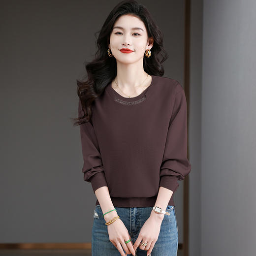 CC-BSM-729春季新款女士针织衫小个子拼接长袖宽松遮肉上衣打底 商品图2