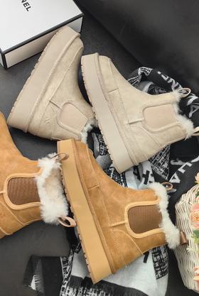 小众原单切尔西纯羊毛纯皮雪地靴