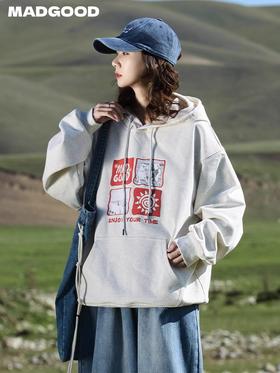 马得工地/ MDGDWY244505/涂鸦小熊照片连帽卫衣