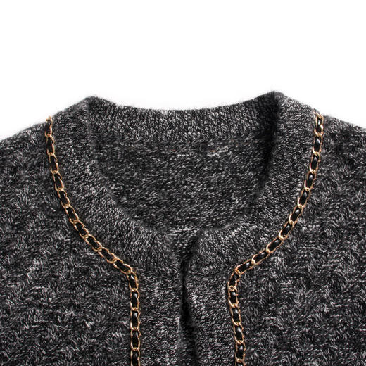 100%山羊绒小香风装饰圆领羊绒外套（黑白夹花、灰蓝夹花部分尺码预售10-15天发货） 商品图6