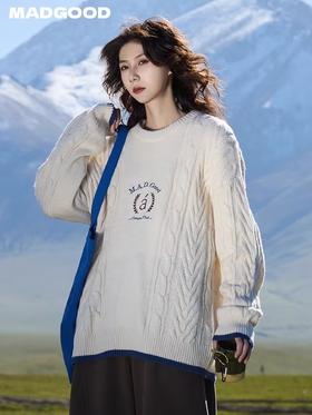 马得工地/ MDGDMY244474/学院绣花撞色罗纹毛衣