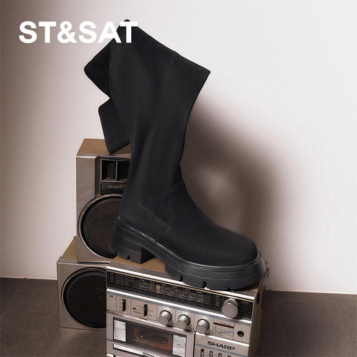 【筒高可选】星期六时尚百搭厚底长筒靴SSC3117B02/SSC3117B04 商品图3